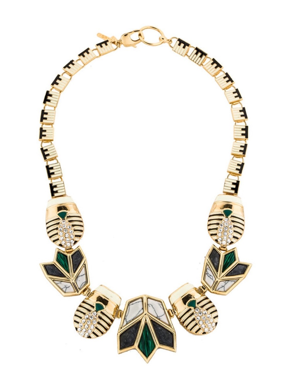 Lele Sadoughi Gold Lotus and Scarab Necklace